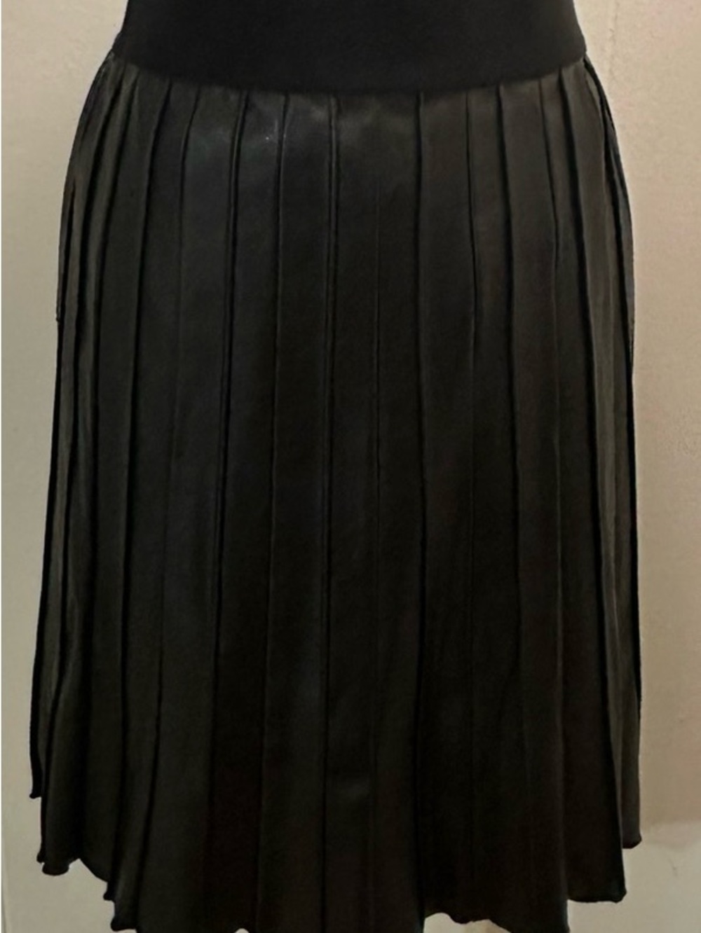 Alfani Black Pleated Faux Leather Midi Skirt